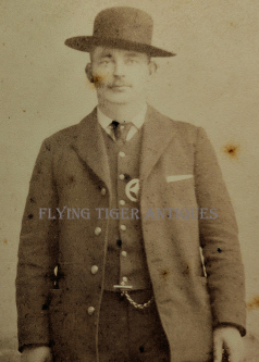 Wonderful 1870s-1880s Large Format CDV of Old West Lawman with Unique 4 Point Circle Star Badge